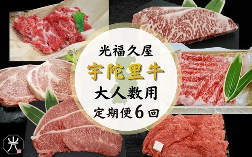 【宇陀里牛 定期便6回 (大人数向け) 】黒毛和牛セット ／ふるさと納税 大容量 宇陀里牛 黒毛和牛 牛肉セット 焼肉 ステーキ すき焼き 6回配送 国産和牛 光福久屋 奈良県 宇陀市