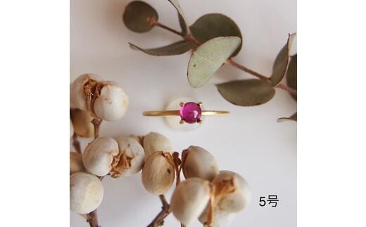 5号 ルビー リング(Silver925 18KGP仕上げ) 指輪 ／ Maco アクセサリー シルバー ヘアライン加工 プレゼント 奈良県 田原本町