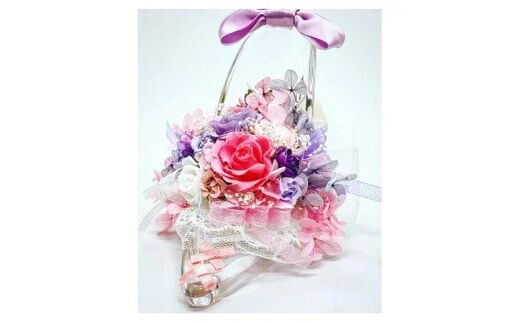 プリザーブドフラワー fleur misakiのガラスの靴シリーズ 「プリンセスのガラスの靴、ラプンツェル仕様」 ／ お祝い インテリア 雑貨 花 アレンジ プレゼント ギフト 奈良県 田原本町