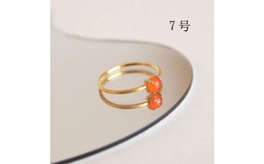 7号 天然石 カーネリアン リング (Silver925 18KGP仕上げ) 指輪 ／ Maco アクセサリー シルバー ヘアライン加工 プレゼント 奈良県 田原本町
