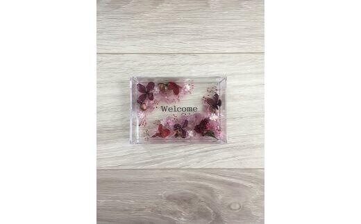ハーバリウムプレート Welcome （オイル少量タイプ） パープル ／ kanon インテリア プリザーブドフラワー ドライフラワー ハンドメイド品 奈良県 田原本町