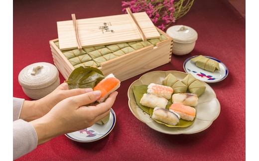 （冷蔵） 柿の葉寿司 ５色 ５０個入 （さば、さけ、あじ、たい、えび 各１０個入） ／ 中谷本舗 お取り寄せグルメ 郷土料理 押し寿司 ゐざさ 奈良県 田原本町