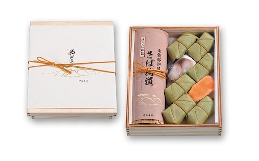 （冷蔵） 焼さば鮨 詰合せ （焼さば鮨１本、柿の葉寿司さば、さけ 各４個） ／ 中谷本舗 お取り寄せグルメ 郷土料理 押し寿司 ゐざさ 奈良県 田原本町