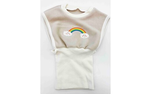 腹巻付ベスト 虹と雲 （サイズ100～130） ／ まちづくり観光振興機構 キッズ 子供 防寒 冷え対策 奈良県 田原本町