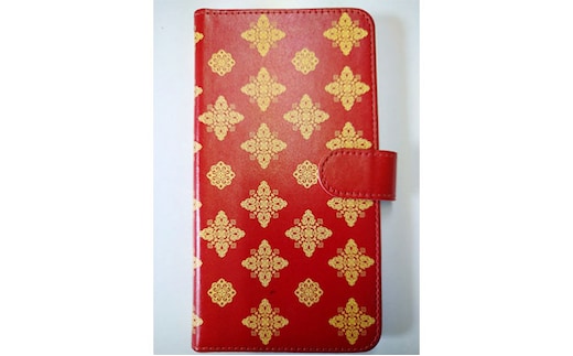 抗ウィルス！天平文様手帳型スマートフォンケース Aデザイン Lサイズ 小物 