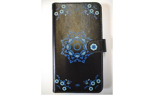抗ウィルス！天平文様手帳型スマートフォンケース Dデザイン Lサイズ 小物 