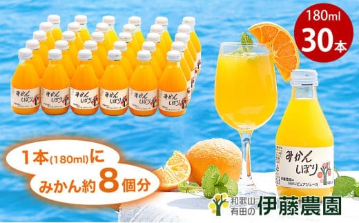 伊藤農園 100％ピュアジュース みかんしぼり180ml×30本（A604-3）