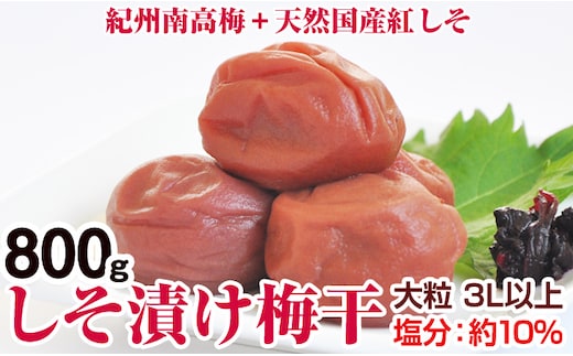【0281-4】しそ漬け梅干(紀州南高梅)800g 大粒 3L以上 和歌山県産