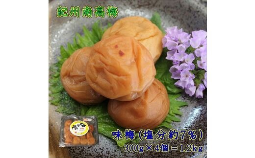 0383-1】紀州南高梅 味梅(白干し梅)3Lサイズ 1.2kg（塩分7%） | d