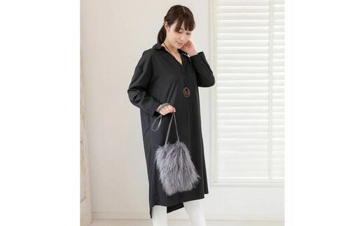 【0413-2】くるくる可愛い チベットラム毛皮ポシェット グレー