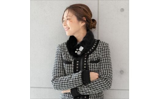 【0444】毛皮の宝石 高級ミンク ビジューパーツ装飾チョーカー ブラック