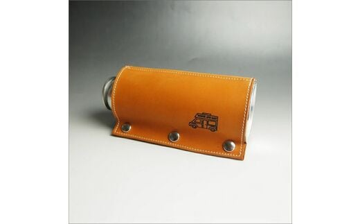 【0967-1】心躍るリアルレザーの質感！ 牛革CB缶カバー BROWN（野口オートキャンプ場）