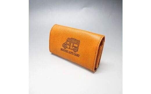 【1010-1】キャンピングカーロゴがお洒落！ 牛革二つ折り名刺入れ( 野口オートキャンプ場 )