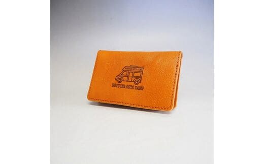 【1031-1】キャンピングカーロゴがお洒落！ 牛革二つ折りパスケース ( 野口オートキャンプ場 )