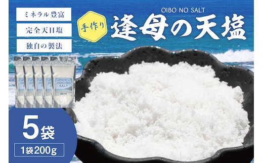 【1260-1】手作り天然塩 【逢母の天塩】200g×5パック