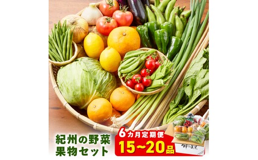 【8012-2】紀州の野菜・果物セット定期便（15～20品目）年6回