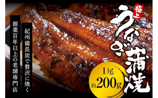 極上！国産うなぎ蒲焼 1尾（約200g） 創業100年以上続く老舗 紀州備長炭でじっくり焼き上げた専門店の味 （タレ・山椒付き）/ うなぎ ウナギ 鰻 蒲焼 国産 ふるさと納税【skr001A】