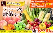 紀の川市の恵み 旬のフルーツ＆野菜セット 計8～10品《30日以内に出荷予定(土日祝除く)》和歌山県 紀の川市 フルーツ 果物 野菜 セット 桃 梅 みかん 新玉ねぎ なす トマト キャベツ---wfn_cwlocal69_30d_25_14000_8_10s---