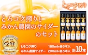 観音山みかんジュース「とろコク搾り」180ml×各5本とみかん農園サイダーのセット200ml×各5本 (計10本入) 有限会社柑香園 和歌山県 紀の川市 フルーツ 果物 柑橘 添加物不使用 みかんジュース 炭酸 サイダー《30日以内に出荷予定(土日祝除く)》---wsk_kke4_30d_23_19000_10h---