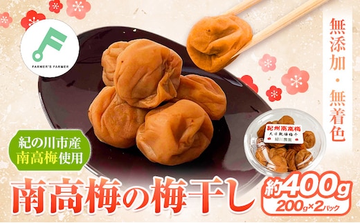 梅干し 紀州南高梅 無添加 無着色 400g 200g × 2パック FARMER'S FARMER《90日以内に出荷予定(土日祝除く)》和歌山県 紀の川市 うめ 南高梅 紀の川市産---wsk_fsf1_90d_23_9000_200g---