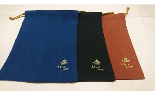 巾着 【3色（ネイビー・クロ・レンガ）各1枚】