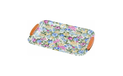 布張りTeaトレー 49cm 取手付 フローラ【YG39】