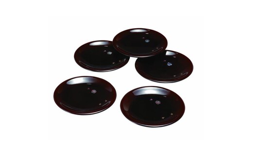 5.0寸 銘々皿 溜 貝貼梅 (5枚組)【YG102】