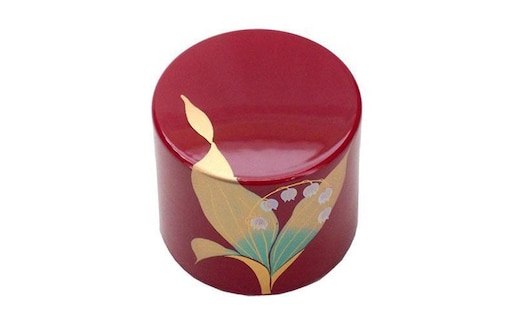 紀州漆器 文鎮 ペーパーウェイト 丸型 朱 スズラン【YG172】