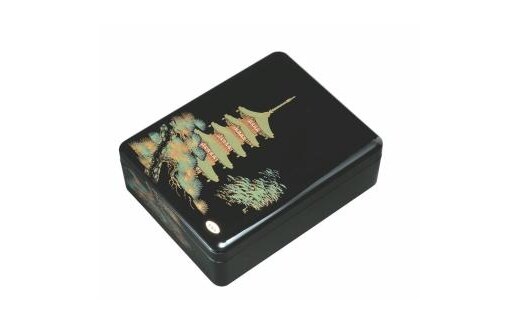 紀州漆器 新丸型文庫DX 黒 五重の塔【YG338】