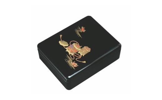 紀州漆器 新丸型文庫DX 黒 平安物語【YG340】