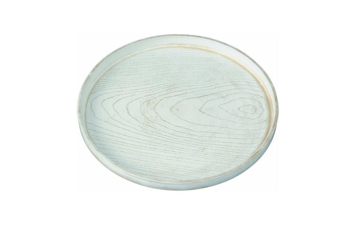 丸盆 30cm 金彩 白ケヤキ杢 ノンスリップ ［YG434］