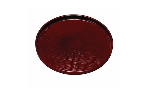 丸盆 30cm 紅溜 ケヤキ杢（ノンスリップ） ［YG436］