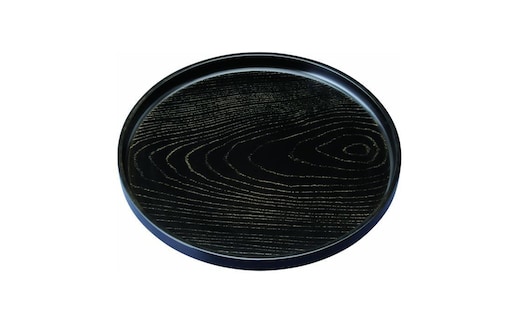 丸盆 27cm 金彩 黒ケヤキ杢 ノンスリップ ［YG439］