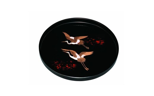 丸盆 30cm 別甲 二羽鶴 ［YG442］