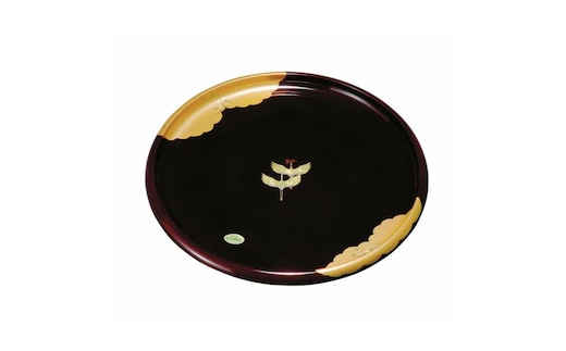 丸盆 30cm 溜 金雲昇鶴 ［YG450］