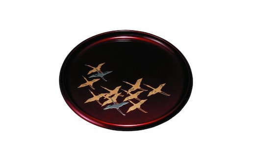 丸盆 30cm 玉虫 千羽鶴 ［YG453］