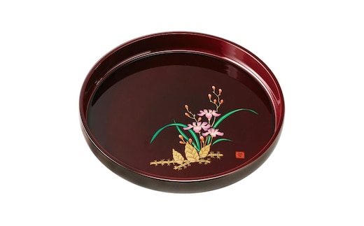 丸盆 33cm 溜塗 山路 ［YG458］