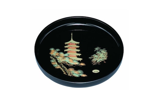 葵丸盆 五重の塔（金蒔絵） ［YG464］