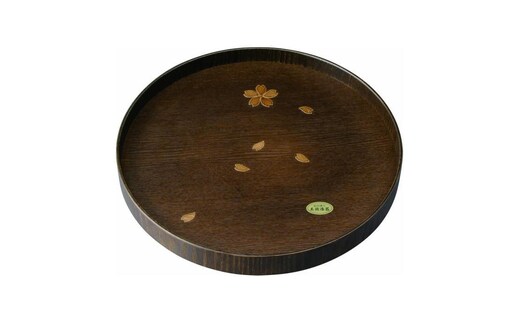 木製丸盆 尺 30cm 桜 ［YG469］