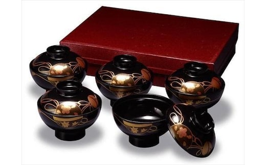 吸物椀 黒 鈴春秋 5客入 ［YG481］