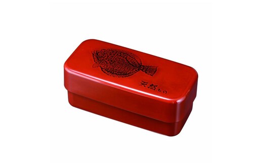 長角入子弁当箱 特大 根来 ひらめ（中子なし）シール付 ［YG490］