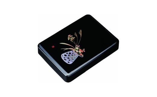 加伏文庫 11.0寸 黒 盛絵花かご ［YG508］
