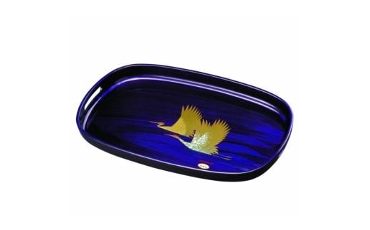 小判盆 48cm 紫雲杢 雅鶴(盛絵)【YG413】