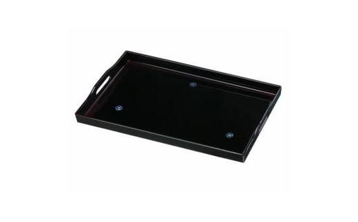 長手盆 48cm 溜 貝張 やまと梅【YG415】