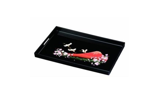 長手盆 PC 45cm 一富士二鶴三桜【YG421】