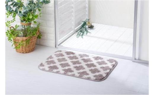 コスモトロンで作った人気のモロッカン柄吸水速乾バスマット縦50cm×横70cm ベージュ
