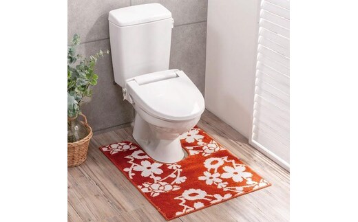 運気を呼び込む古典柄耳長トイレマット テラコッタ