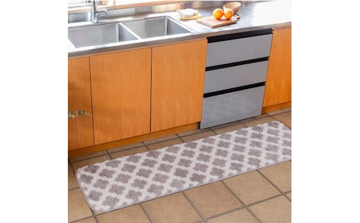 コスモトロンで作った人気のモロッカン柄吸水速乾キッチンマット縦50cm×横240cm ベージュ