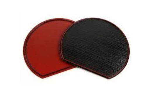 ［業務用セット］ 半月盆 39cm 尺三 50枚組 滑り止め加工 紀州漆器 開業 ホテル 旅館 お盆 トレー トレイ たくさん ランチョンマット［YS2］