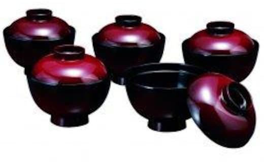 3.7吸物椀 篁 ５客入（食器洗浄機OK）［紀州漆器］［YS40］